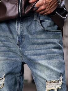 Men's Ripped Jeans, Fashionable & Suitable For Summeremo - Light Wash - View 6