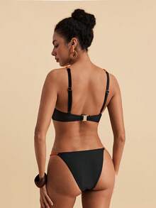 Travachic Women's Summer Beach Ruched Halter Tie Sexy Bikini Swimwear Set - Multicolor - View 2