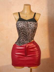 Bare Chapter Leopard Print Button-Up Sexy Camisole - Multicolor - View 7