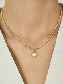 MOTF PREMIUM PRE18K GOLD-PLATED FEW ADJUSTED TO OPAL SIMPLE TEMPERAMENT NECKLACE EARRINGS - Yellow Gold - View 8