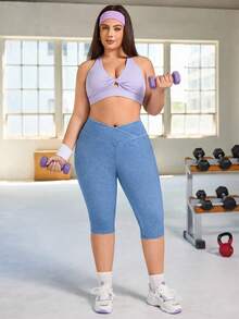 Flexra Plus Size Women's Casual Stretch 3/4 Length Skinny Denim Jeans, Summer - Light Wash - View 6