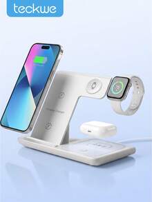Teckwe 3-In-1 Wireless Charger,Input Voltage: 9V/2A, 9V/2.7A,Wireless Output: 5W-7.5W-10W-15W,Output Port: TYPE-C,Transmission Distance: 8mm Product Efficiency: 78% - Multicolor - View 1