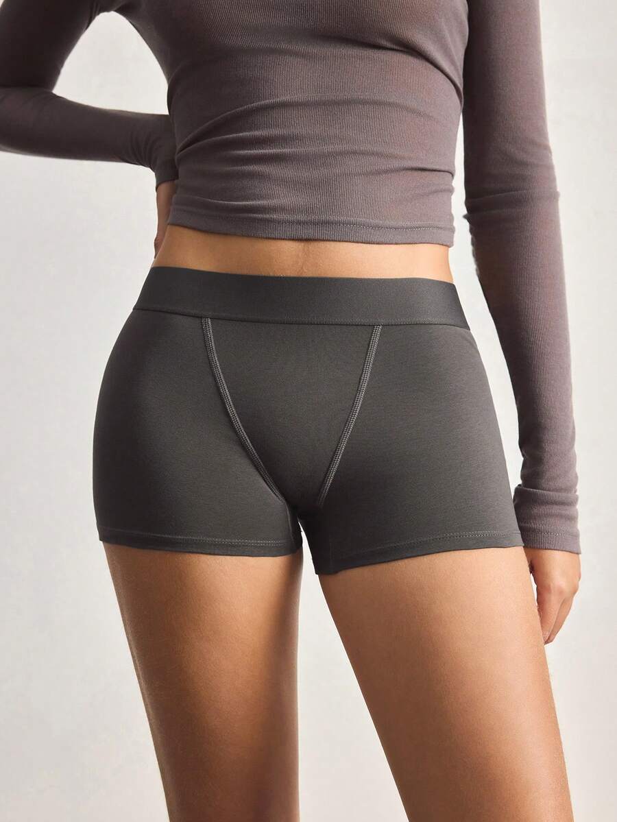 Ocili Quần lót nữ thoải mái, cạp chun có logo bằng cotton. - Màu xám đen - Xem 1