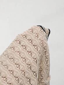 Top de punto abierto de ganchillo con cuello halter sin espalda MAIJA - Caqui - Ver 8
