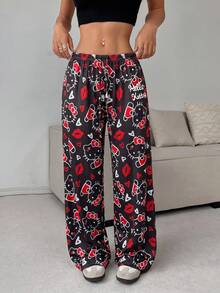 CovetEZ HELLO KITTY AND FRIENDS | SHEIN 女款休閒低腰直筒長褲，街頭風，適合日常通勤，秋冬/夏季，聖誕節 - 彩色 - 查看 6