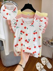 SHEIN Kids Random 6 PC Send 3 PC T-Shirt Classic Round Neck Cap Sleeve Design T-Shirt - Multicolor - View 12