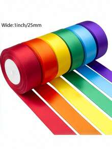 150 Yards 6-Packs Green Ribbon Assorted Solid ColorsSatin Ribbon For Crafts,Christmas,Gift Wrapping, Wedding,Flower Bouquet, Invitation, Hair Bows - Multicolor - View 20