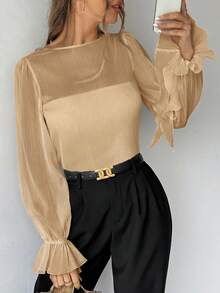 Firerie Áo cánh voan dài tay cho nữ - Màu be - Xem 3