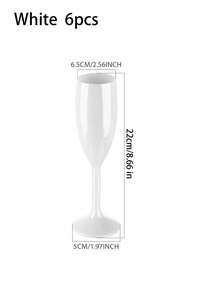 6-Pack White Plastic Champagne Flutes, Elegant Acrylic Wine Glasses, Unbreakable Reusable Party Cups For Weddings, Bridal Showers & Celebrations, Durable Stemware For Cocktails & Cold Drinks - Multicolor - View 3