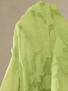 BELROSIE French Luxury Elegant Women's Green Summer Wedding Guest Dress,Laser Cut Fabric One-Shoulder Cinched Waist Vertical Splice Ruffle Hem Fitted Dress - Green - View 7