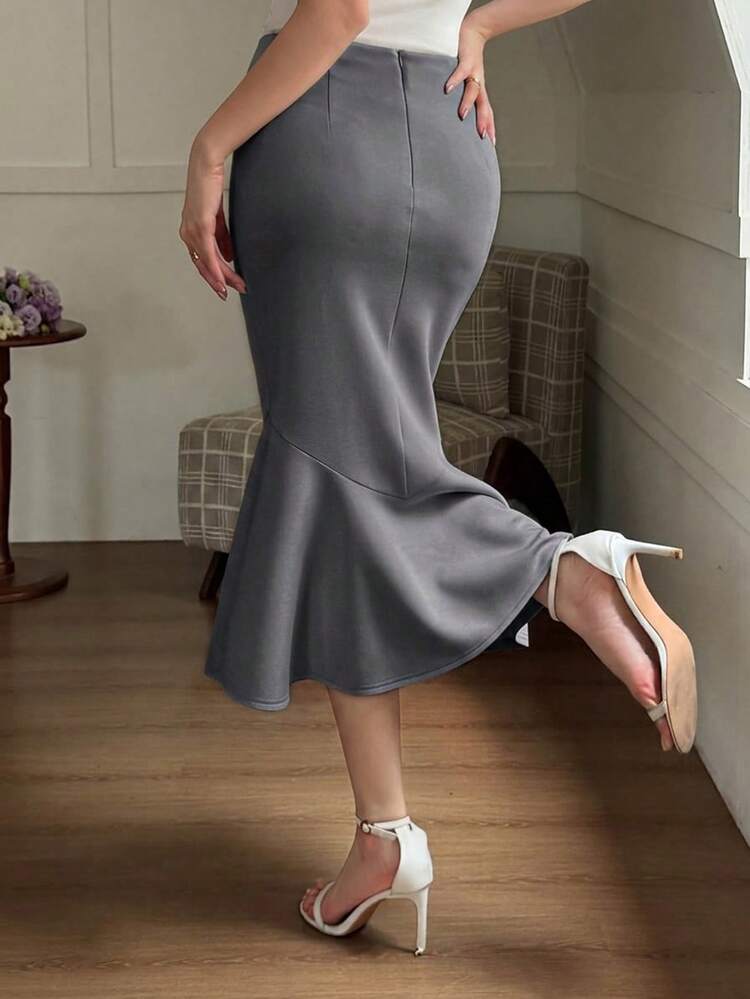 Women's Solid Color Elegant Mermaid Style Skirt