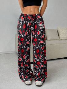 CovetEZ HELLO KITTY AND FRIENDS | SHEIN 女款休閒低腰直筒長褲，街頭風，適合日常通勤，秋冬/夏季，聖誕節 - 彩色 - 查看 4