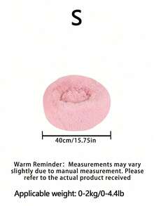 1PC Plush Round Pet Bed, Soft Warm Sleep Cushion Suitable For Cats & Small/Medium Dogs, All Seasons Puppy Keep Dog Bed Cat Bed - Pink - View 10