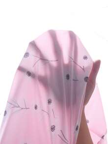 EMERY ROSE Plus Size Floral Print Round Neck Casual Elegant Fairycore Long Sleeve Shirt, Autumn Top Beach Holiday Formal Date Night Outfit For Women Pink Floral - Pink - View 9