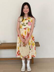DAZY 女童無袖圓領洋裝，大童女孩秋季度假夏裝 - 彩色 - 查看 6