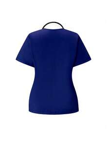 TaskEZ Scrubs Set: V-Neck Short Sleeve Top & Pants Scrub Uniform For Healthcare Workers - Deep Blue - View 6