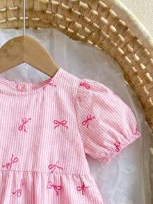 Pelele informal de verano con estampado de fresa rosa a cuadros para bebé niña recién nacida - Multicolor - Ver 5