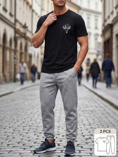 Set 2 piezas para hombre, pants y playera, comodidad y estilo en un solo outfit. Ideal para uso diario, gimnasio, entrenamiento, descanso, viajes, actividades deportivas, paseos o ropa casual urbana. Diseño moderno, versátil, ligero, fácil de combinar, adecuado para exterior e interior. Streetwear juvenil, look relajado, práctico, unitalla, perfecto como regalo o para tus actividades físicas favoritas.