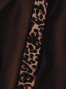 EMERY ROSE Casual Minimalist Leopard Print Plus Size Shirt, Suitable For Summer Gym Brown - Brown - View 6