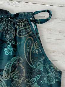 SHEIN LUNE 女款夏季海灘度假佩斯利印花掛脖上衣 - 彩色 - 查看 4