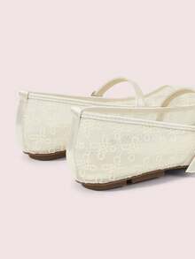 CUCCOO DOLLMOD Women's Shoes, Beige, Round Toe Mary Jane Flats, Flower Embroidered Mesh Yarn, Sweet And Cute, Comfortable, Soft And Breathable - Fukue-Apricot - View 6