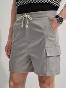 Manfinity CityGents Quần short nam cạp chun có túi bên hông, dây rút - Xám - Xem 2