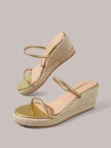 Styleloop Giày nữ, màu nâu, giày rơm đan bằng dây gai dầu, sandal đế xuồng, phong cách bohemian phóng khoáng, mang đến không khí nghỉ dưỡng, trang phục mùa hè, đồ dùng cần thiết khi đi du lịch. - Vàng - Xem 9