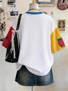 Lalippa Teacher's Day Digitally Printed Fashionable Minimalist Oversized Mid-Length Round Neck Drop Shoulder Women's T-Shirt, Gift For Friends - Multicolor - View 2