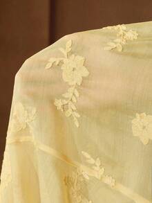 Anewsta Nuevo Vestido Elegante con Bordado Floral de Primavera/Verano - Amarillo - Ver 8