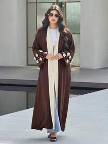 Al Najma 女款優雅端莊印尼菲律賓風 3D 花卉裝飾長袍婚禮夏季款 - 咖啡棕 - 查看 5