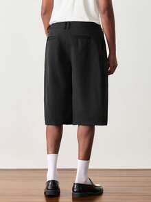 SWAVVY Men's Summer Solid Color Casual Loose Fit Shorts With Dual Pockets - Black - View 4