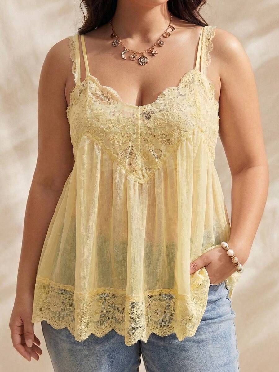Solflare Camiseta y top sin mangas para mujer talla grande de verano - amarillo ganso - Ver 1