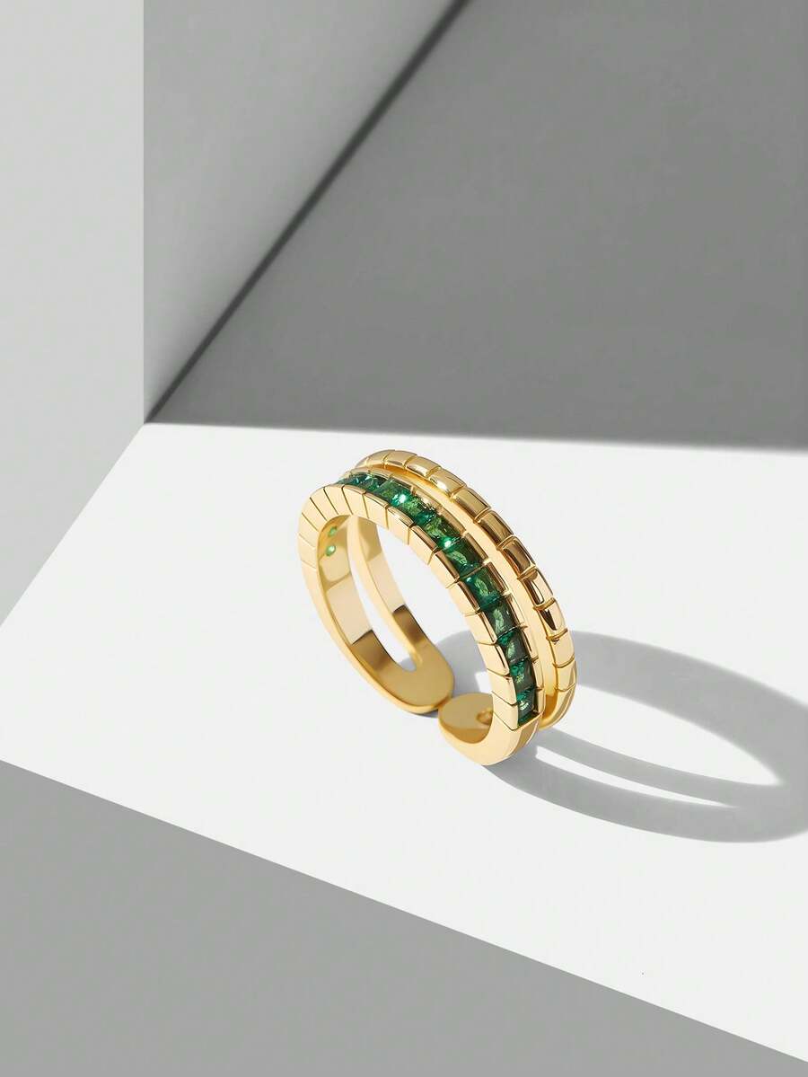 MOTF PREMIUM ANILLO BAÑADO EN ORO DE 18K - Verde - Ver 2