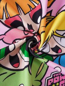 THE POWERPUFF GIRLS X SHEIN Young Girl Cute Cartoon Print Loose Short Sleeve Nightgown, Summer - Baby Pink - View 6