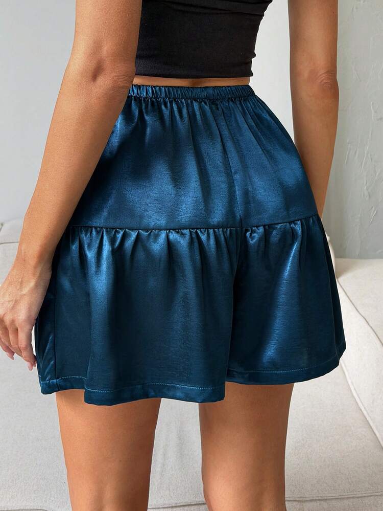 Women's Solid Color Elastic Waist Satin Shorts Sleepwear Bottom