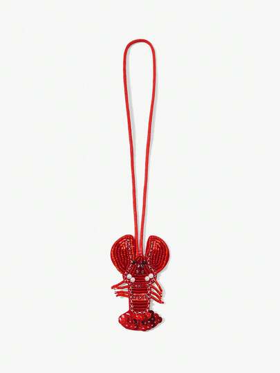 Viva Strut 1pc Summer Island Style Handmade Beaded Lobster Bag Pendant, Fresh Diamond Pendant, Niche Holiday Accessories, For Beach, Vacation, Holiday, Summer, Seaside, Beach Party