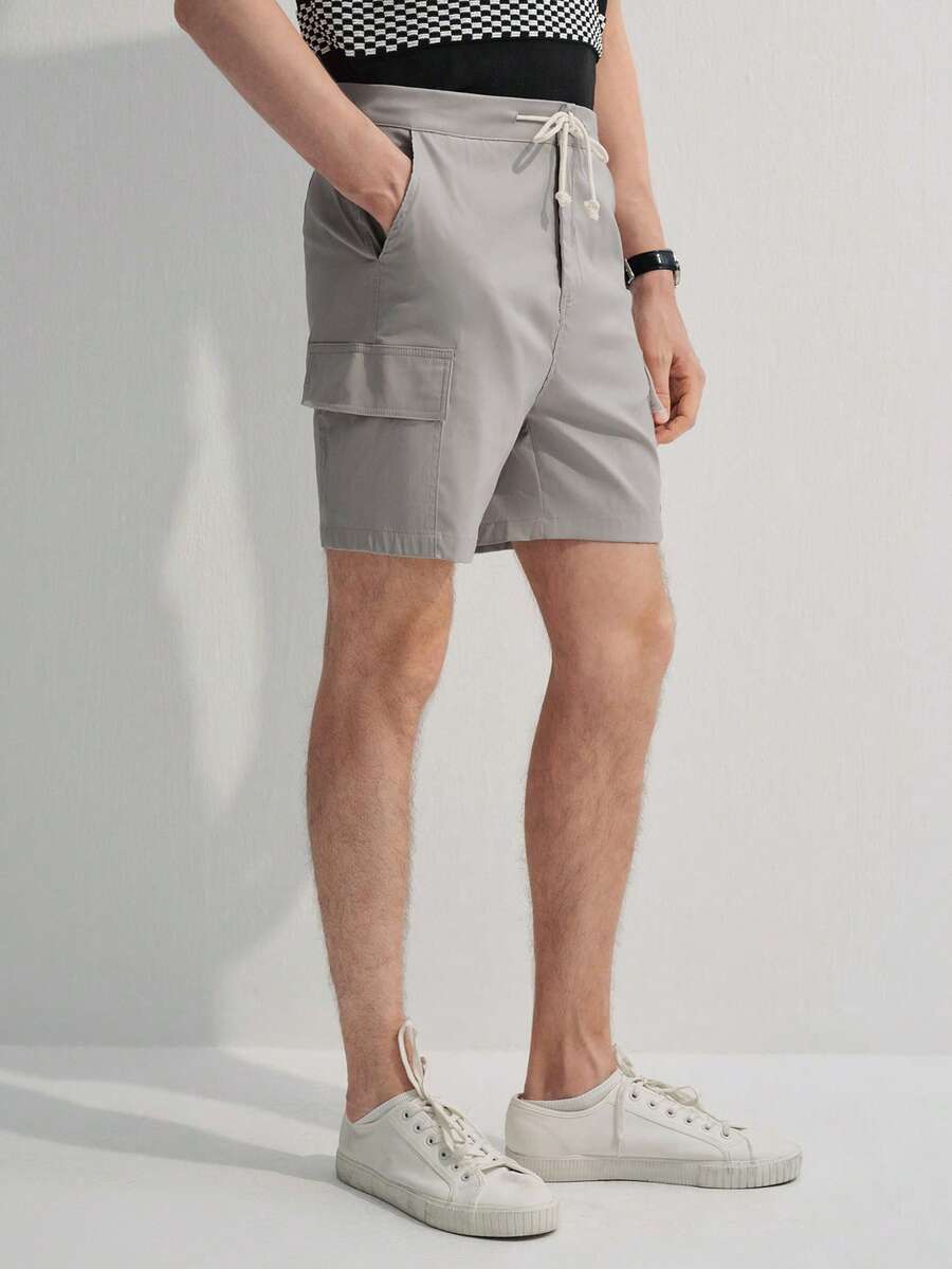 Manfinity CityGents Quần short nam cạp chun có túi bên hông, dây rút - Xám - Xem 1