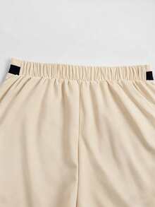 Qadelle 2pcs Women's Elegant Contrast Color Camisole Top And Shorts Set, Chic Camisole Top + Shorts For Summer Commute And Office Wear - Apricot - View 3
