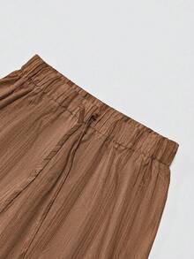 SHEIN Franclia Retro Striped Beach Vacation Straight Leg Pants For Spring/Summer - Brown - View 4