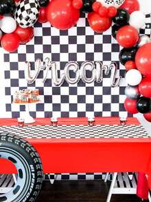 1/3pcs Racing Themed Birthday Tablecloth, Racing Themed Birthday Party Decoration, Black And White Checkered Tablecloth, Home Decor, Dining Table Decor, Racing Themed Party Supplies Disposable Plastic Tablecloth, Mustard Yellow Racing Party Decor, Welcome To The World Of Racing Fans, Bachelor Racing Night Holiday Kitchen Table Decor, Birthday Gift Party Favor - multicolor - View 7