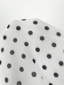 Lumalex 女士波点印花拼接荷叶边下摆优雅吊带连衣裙 - 黑與白 - 查看 8