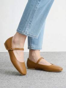 CUCCOO BIZCHIC Zapatos planos de unicolor, cómodos y de moda, adecuados para el uso diario en primavera - Color café - Ver 8