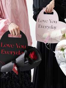 5 Pcs Heart-Shaped Handheld Gift Boxes, Wedding Valentine's Day DIY Flower Gift Boxes - multicolor - View 7