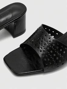 CUCCOO BIZCHIC Sandalias de tacón alto con parte superior hueca negra para mujer, sandalias de tacón alto con punta cuadrada y comodidad, sandalias de estilo de viaje diario - Negro - Ver 9