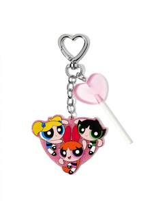 THE POWERPUFF GIRLS X SHEIN Mặt dây chuyền túi xách bằng hợp kim kẽm thời trang và dễ thương - Màu hỗn hợp - Xem 4