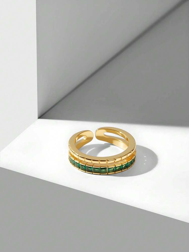 MOTF PREMIUM 18K GOLD PLATED RING - Green - View 4