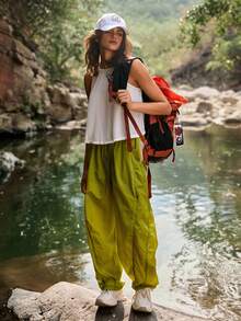 SHEIN Unity Áo hai dây nữ phối lưới phía sau - trắng - Xem 2