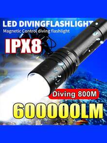 Power Professional Diving Lamp, Rechargeable 18650 Battery, , Suitable For Fishing, Beach Prospecting, And Underwater Operations - Black - View 2