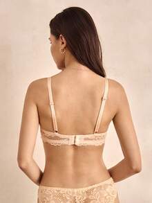 Charlaine Women's Sexy Romantic Sheer Lace Underwire Push-Up Bra - Apricot - View 6