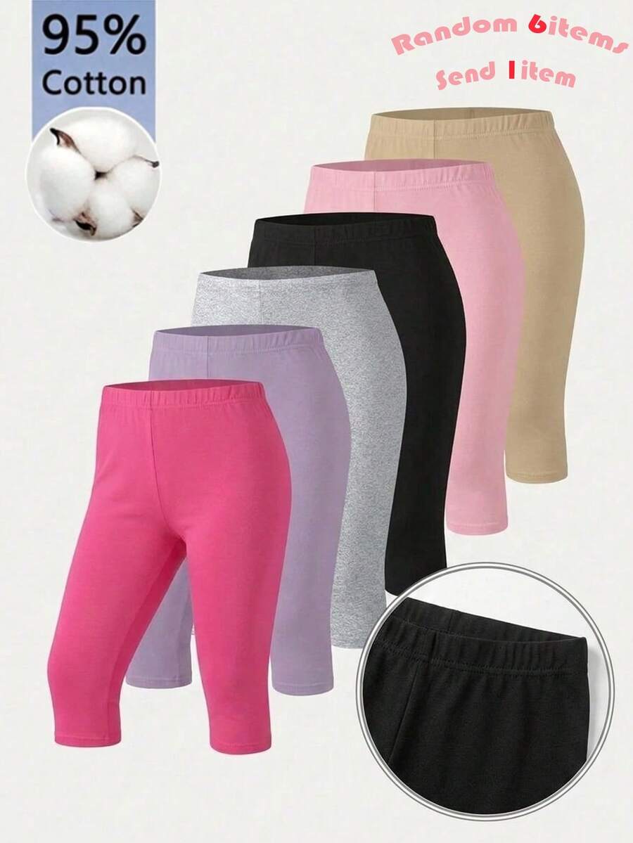 SHEIN Girlism Quần legging co giãn thoải mái, màu trơn dành cho bé gái tuổi teen. - màu đen - Xem 1